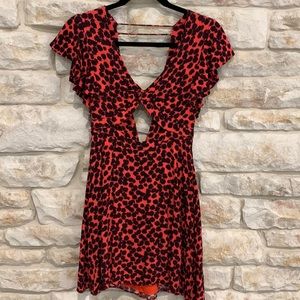 FREE PEOPLE Who's That Girl Red Daisy Cut Out Dress Sz 0